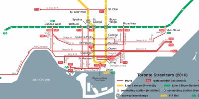 Kaart van Toronto tram-systeem
