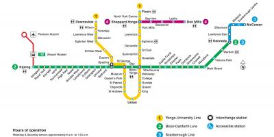 Kaart van Toronto TTC metro