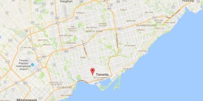 Kaart van de drie-eenheid–Bellwoods district van Toronto