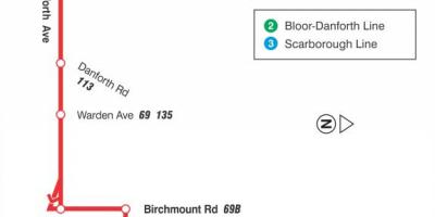 Kaart van TTC 20 Cliffside bus route Toronto