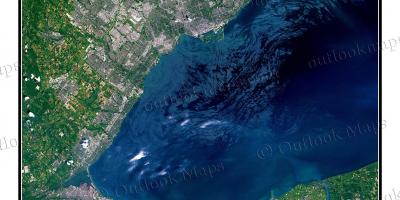 Kaart van Toronto en lake Ontario satelliet