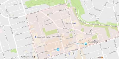 Kaart van de wijk Yorkville van Toronto