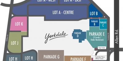 Kaart van Yorkdale Winkelcentrum parkeren
