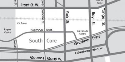 Kaart van Zuid-Core Toronto